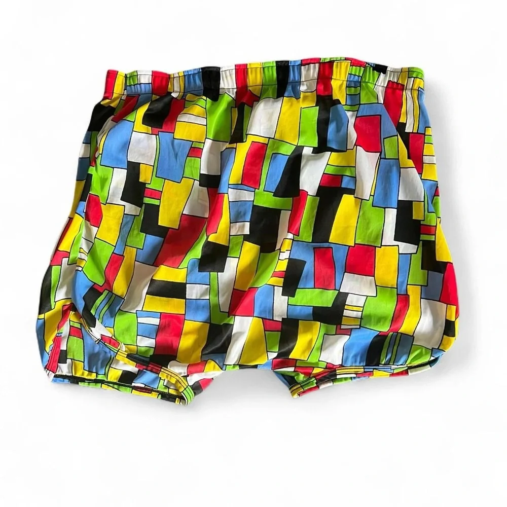 60s Vintage Men's Pajamas, Colorful Rare Print Sleep Set XL